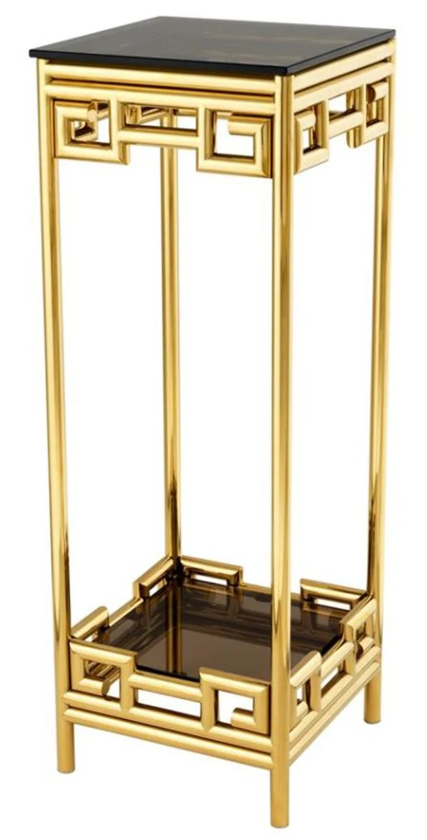 Luxury side table gold with smoked glass 35 x 35 x H. 100 cm - designer table furniture - column