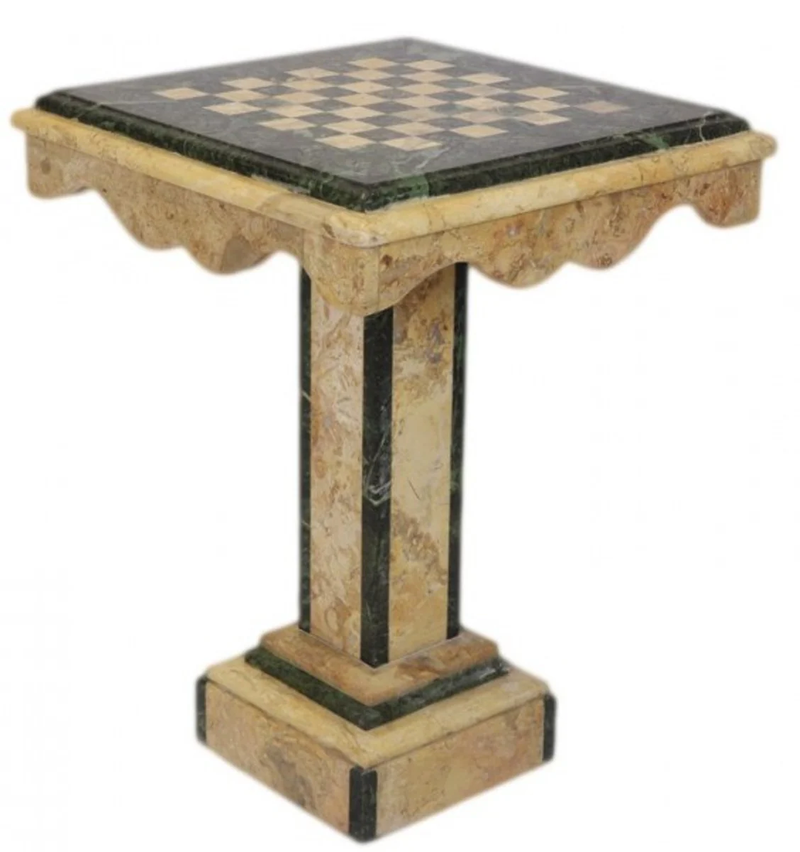 Luxury Baroque Game Table Chess / Checkers Table Marble Cream - Green - Furniture Antique Style Art Deco Art Nouveau Chess Table