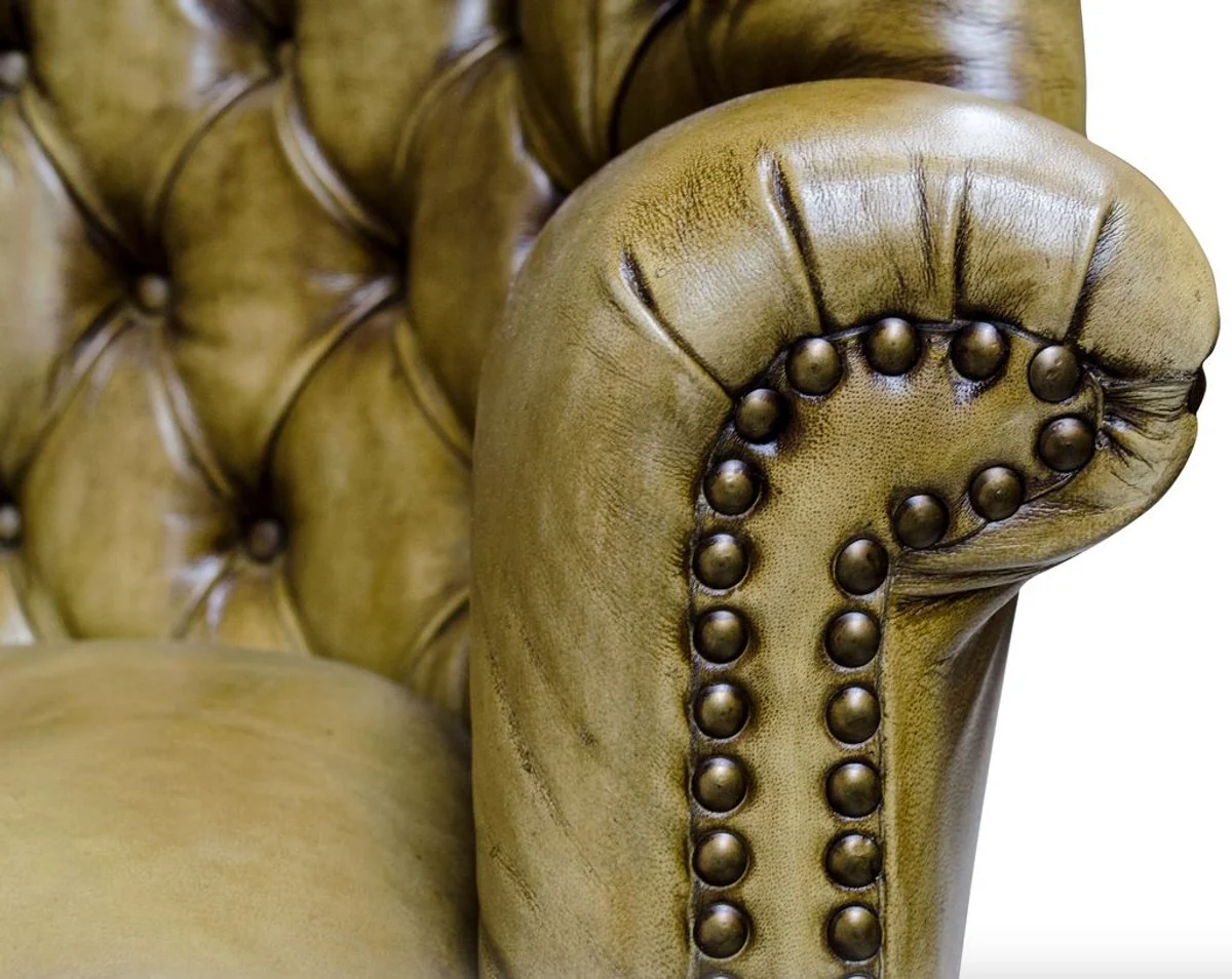 Luxury genuine leather armchair yellow / black 84 x 85 x H. 112 cm - luxury hotel furniture