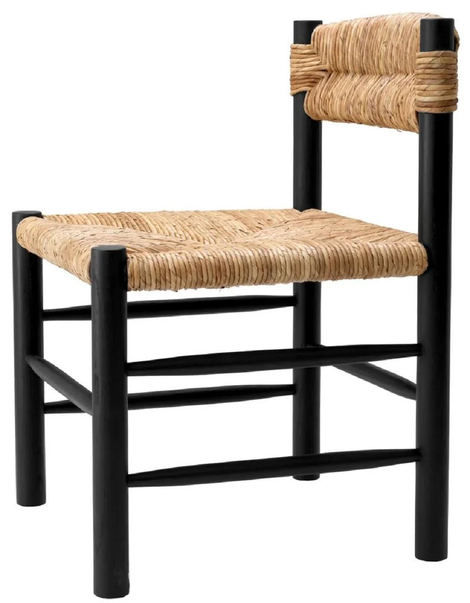 Luxury dining room chair black / natural color 54 x 62.5 x H. 80.5 cm - solid wood kitchen chair - dining room furniture - luxury furniture - dining room furnishings - luxury furnishings