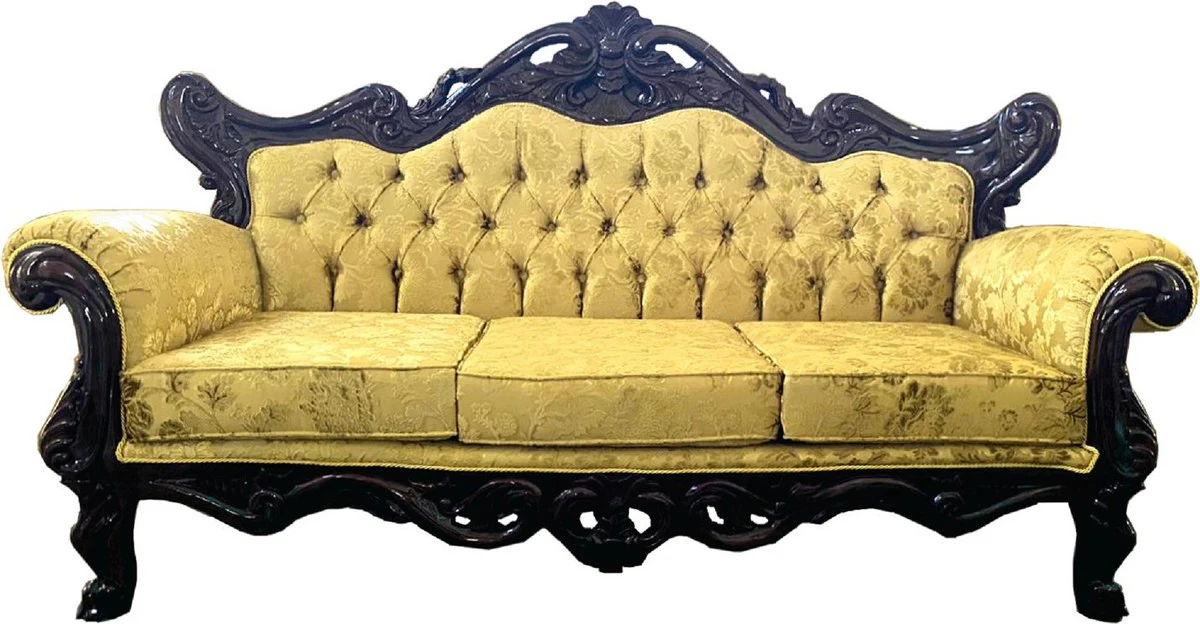 Luxury baroque sofa gold / dark brown - magnificent living room sofa with elegant pattern - living room furniture in baroque style