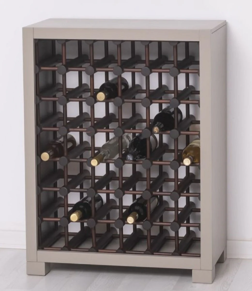 Country house style solid wood wine cabinet gray / dark brown / black 68 x 35 x H. 68 cm - Solid wood wine rack in country house style - Solid wood bar furniture - Country house style bar furniture