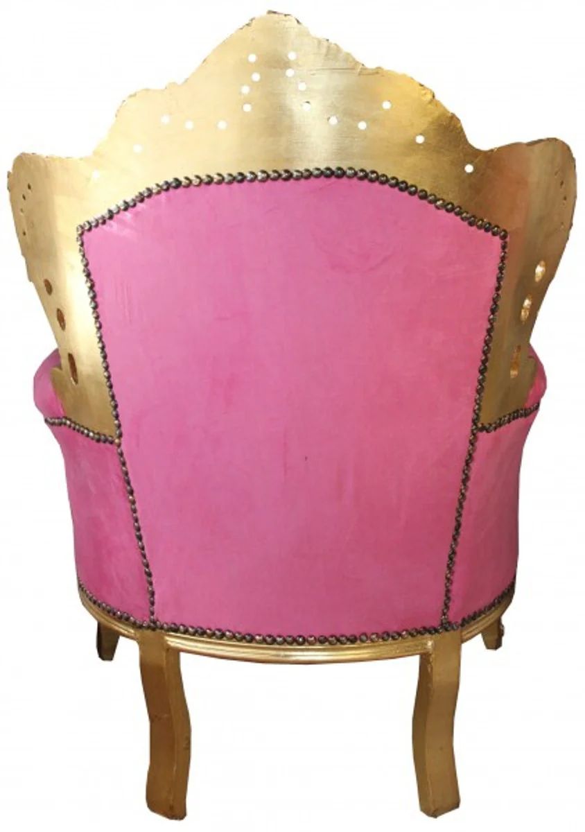 Barock Sessel King Pink / Gold - Möbel im Antikstiel