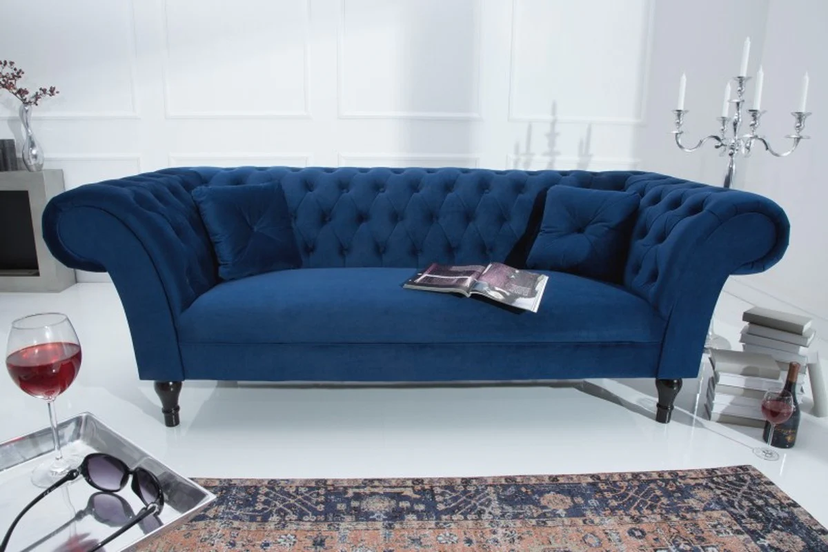 Chesterfield Sofa in Blau 225 x 90 x H. 79 cm - Designer Chesterfield Sofa