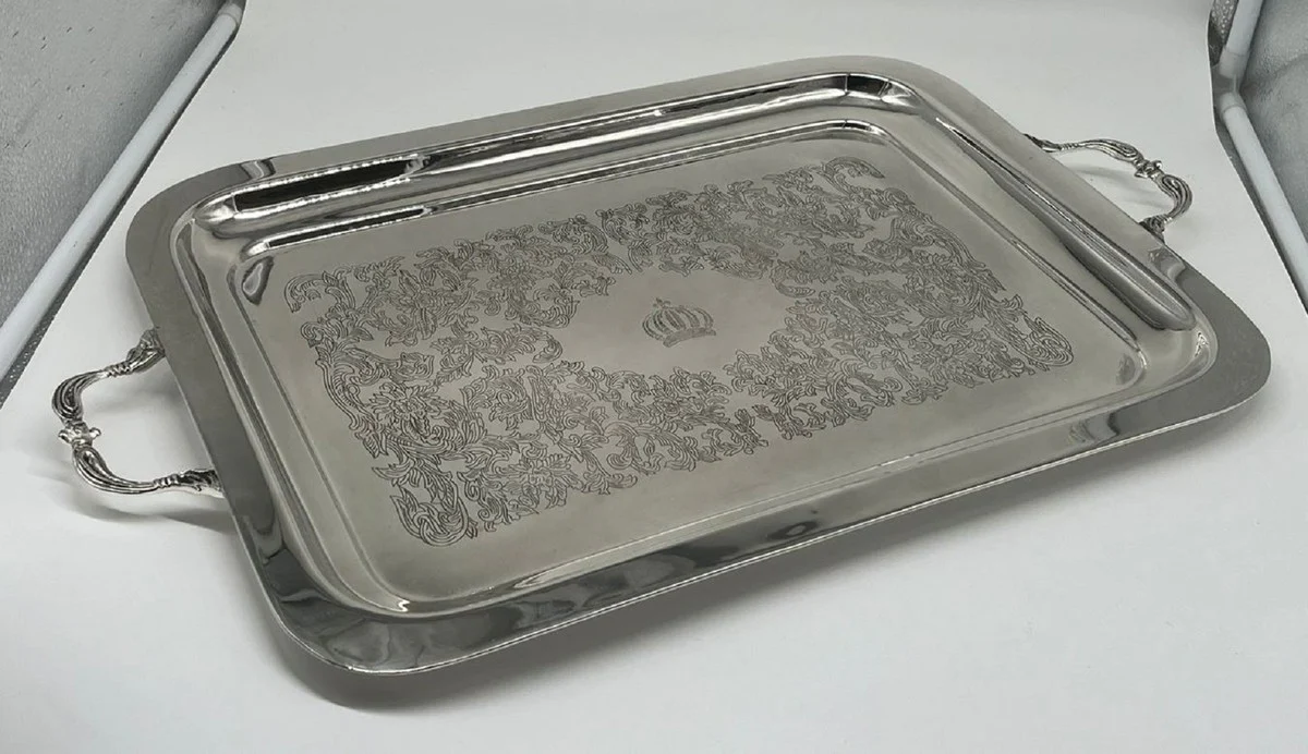 Pompöös by Luxury Baroque Serving Tray Crown Silver 53 cm - designed by Harald Glööckler