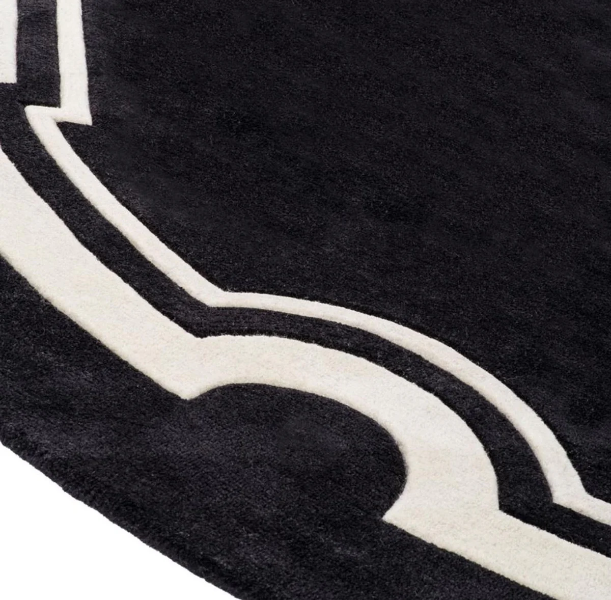 Luxus Designer Teppich Schwarz / Weiß Durchmesser 280 cm - Limited Edition