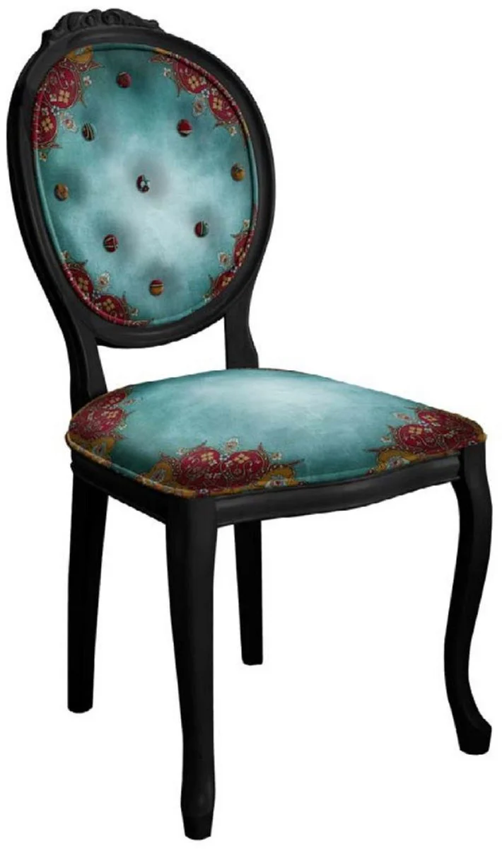 Baroque dining chair with elegant design multicolored / black - handmade antique style chair - dining room furniture in baroque style