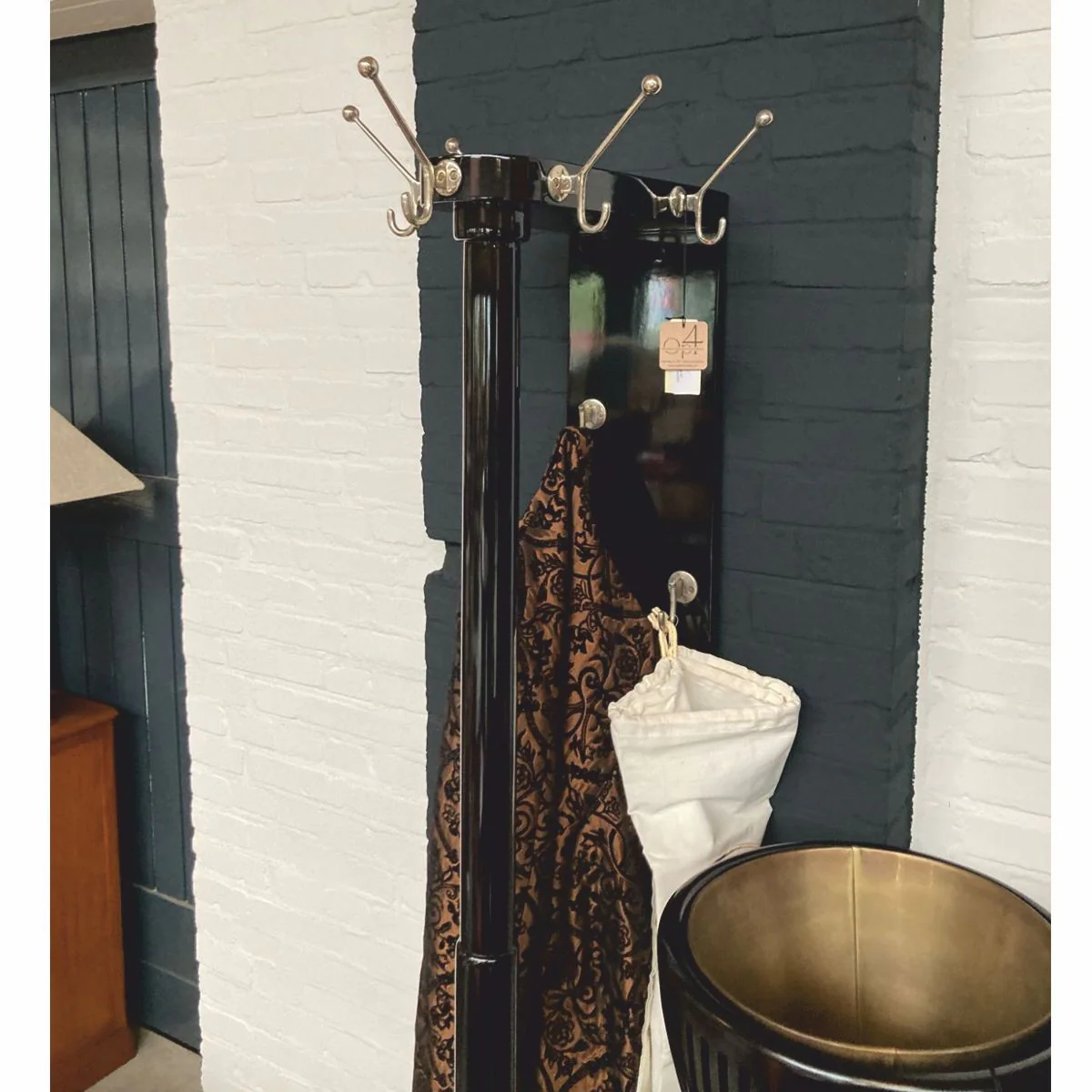 Luxury baroque wall coat rack black / silver H. 184 cm - wardrobe furniture