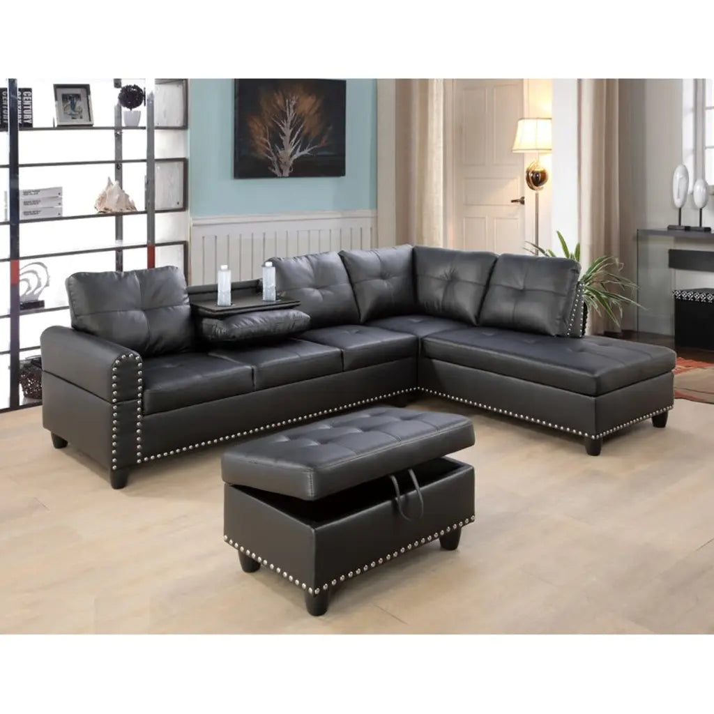 Brandow 97.2' Wide Faux Leder Sofa & Chaise mit Ottoman