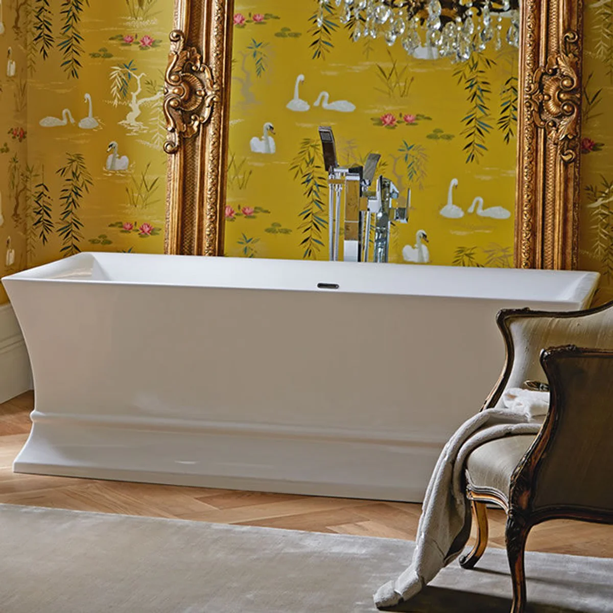 Luxury freestanding bathtub white square 1695 mm - freestanding retro antique bathtub - Baroque & Art Nouveau bathroom furniture