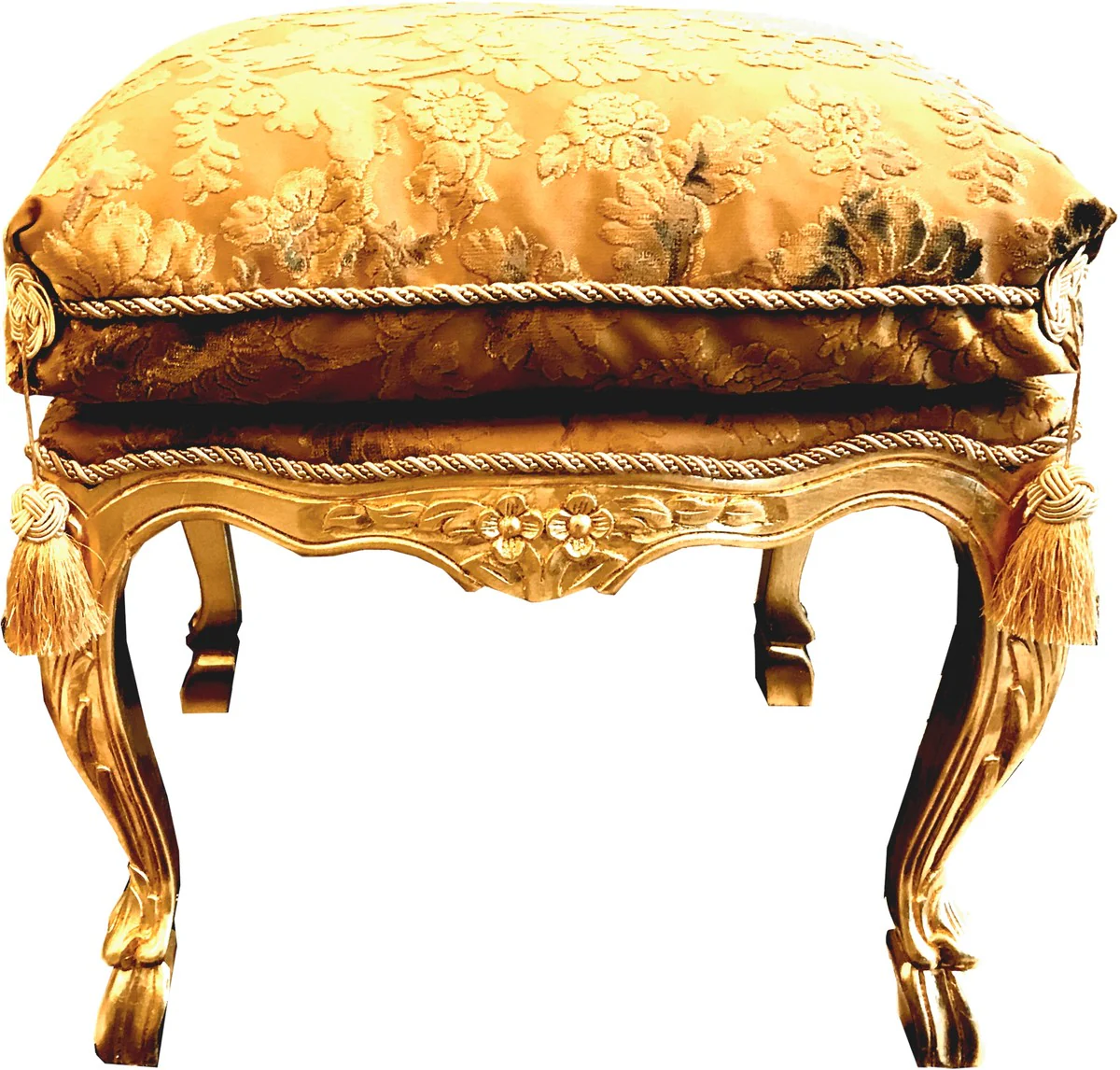 Pompöös by Luxury Baroque Stool with Seat Cushion Square Gold Pattern / Gold - Pompööser Baroque Stool designed by Harald Glööckler