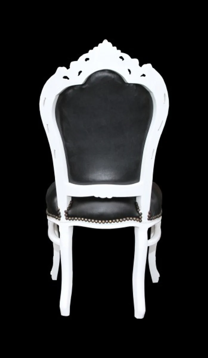 Baroque dining room chair black/white leather look furniture antique style