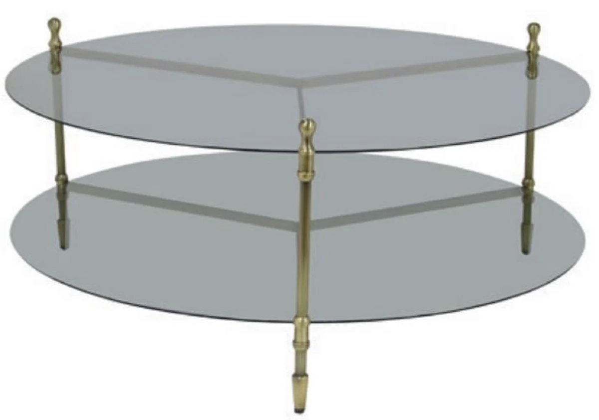 Luxury coffee table gold / gray Ø 120 x H. 51 cm - Round living room table with glass tops - Living room furniture - Hotel furniture - Luxury furniture - Luxury furnishings