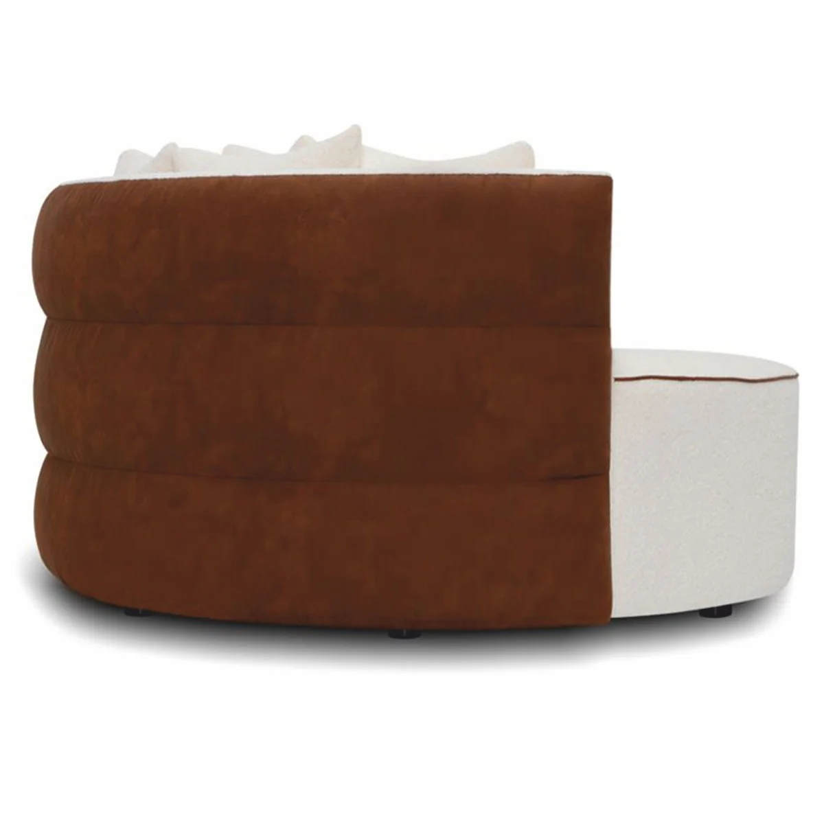 Luxury sofa white / brown Ø 132 cm - round living room sofa