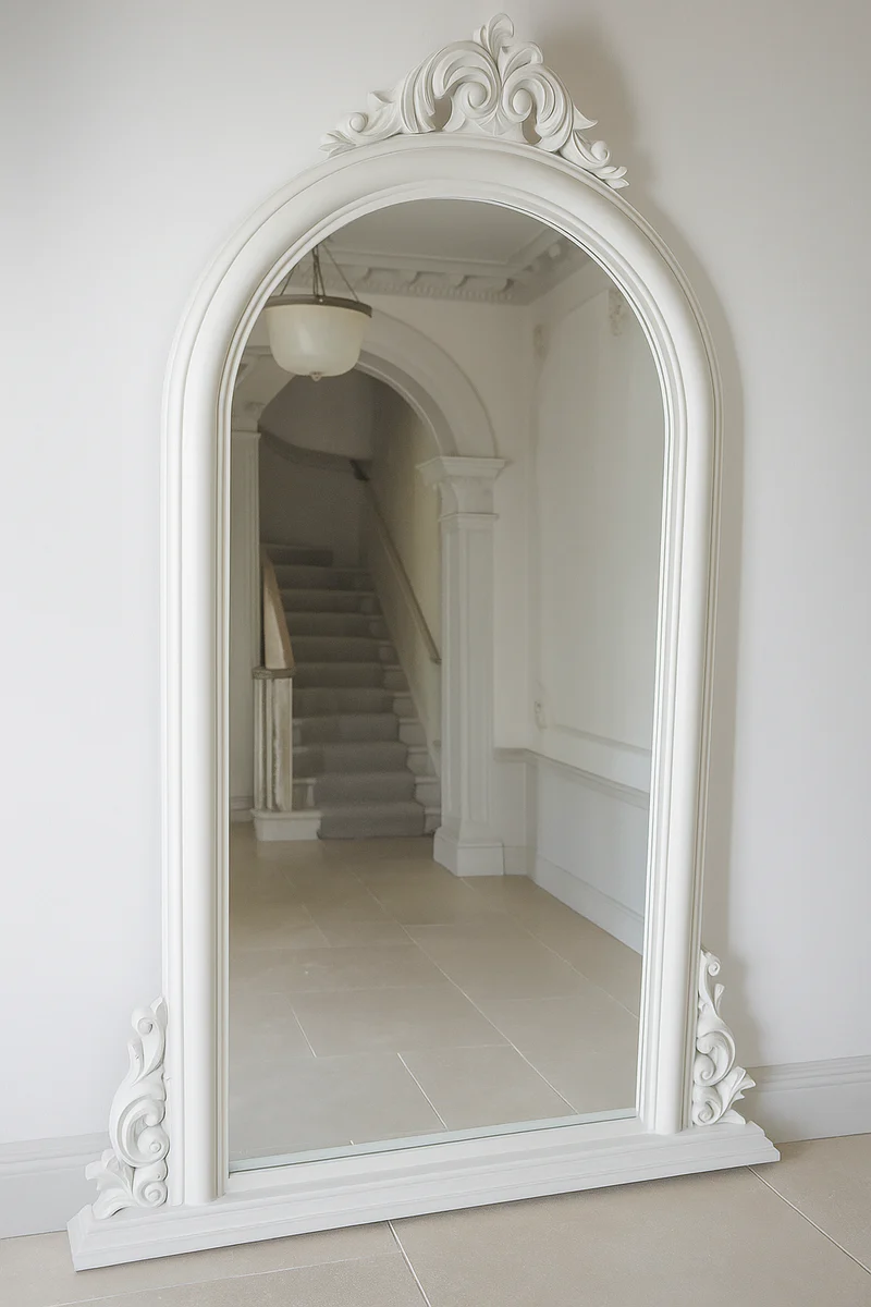Barock Spiegel Weiss H. 130 cm - Barockstil Wandspiegel