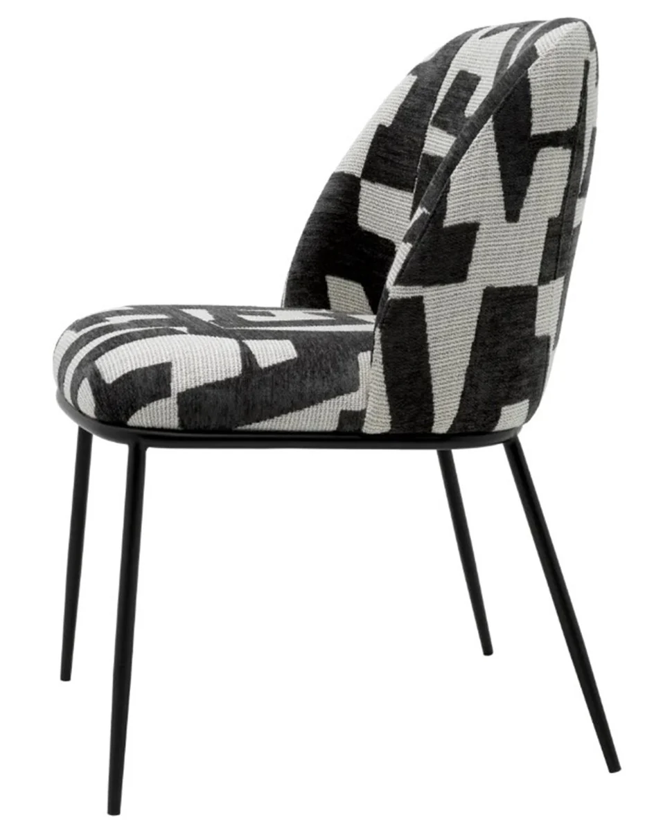 Luxury dining chair black / white W. 50 cm x D. 60 cm x H. 83 cm - Hotel Furniture