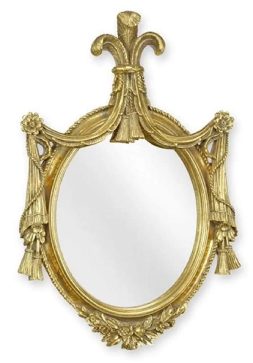 Baroque mirror gold 29.2 x H. 43.4 cm - magnificent baroque style resin wall mirror - baroque furniture - noble and magnificent
