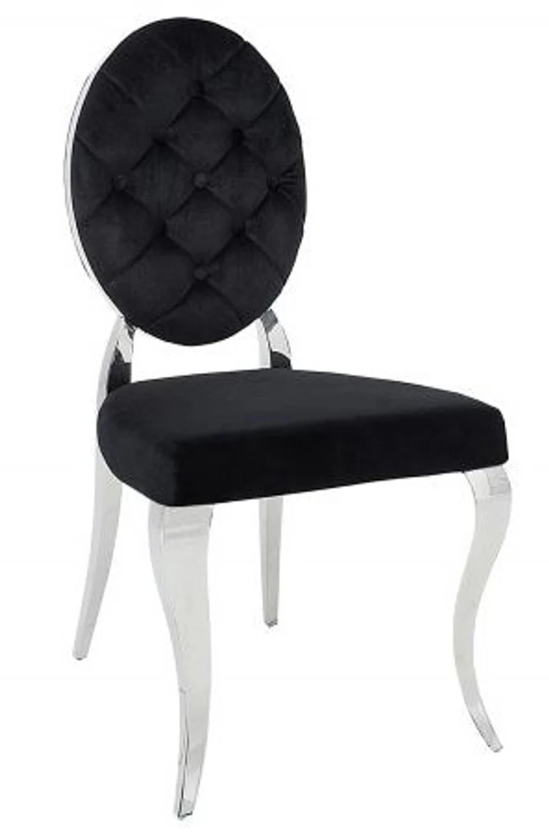 Designer dining room chair black / silver without armrests - designer chair