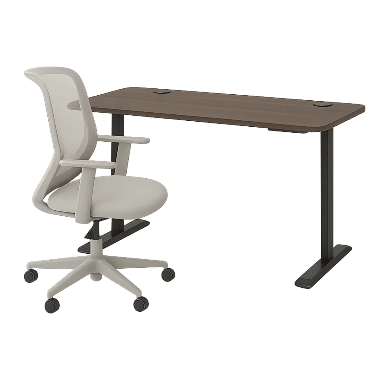 Computertisch, Holz, braun, mit ergonomischem Stuhl, Rollen, 120 x 60 x 75 cm - bPpTJ9ryDnpy
