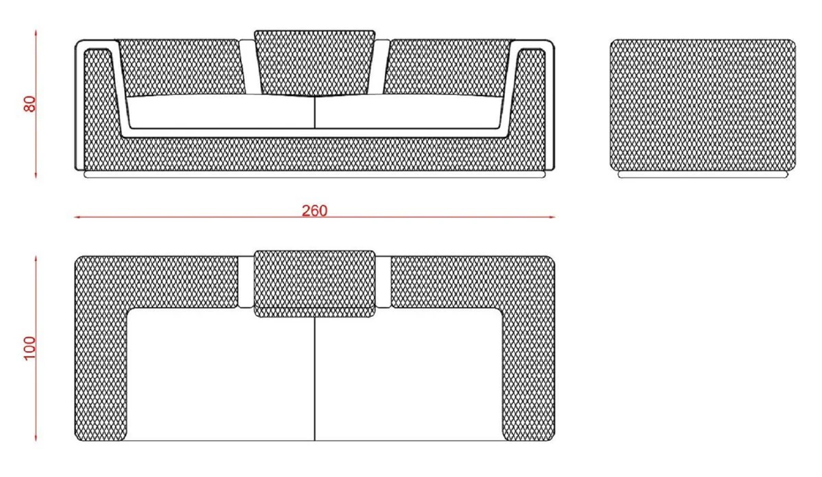 Luxury living room & hotel sofa cream / gold 260 cm