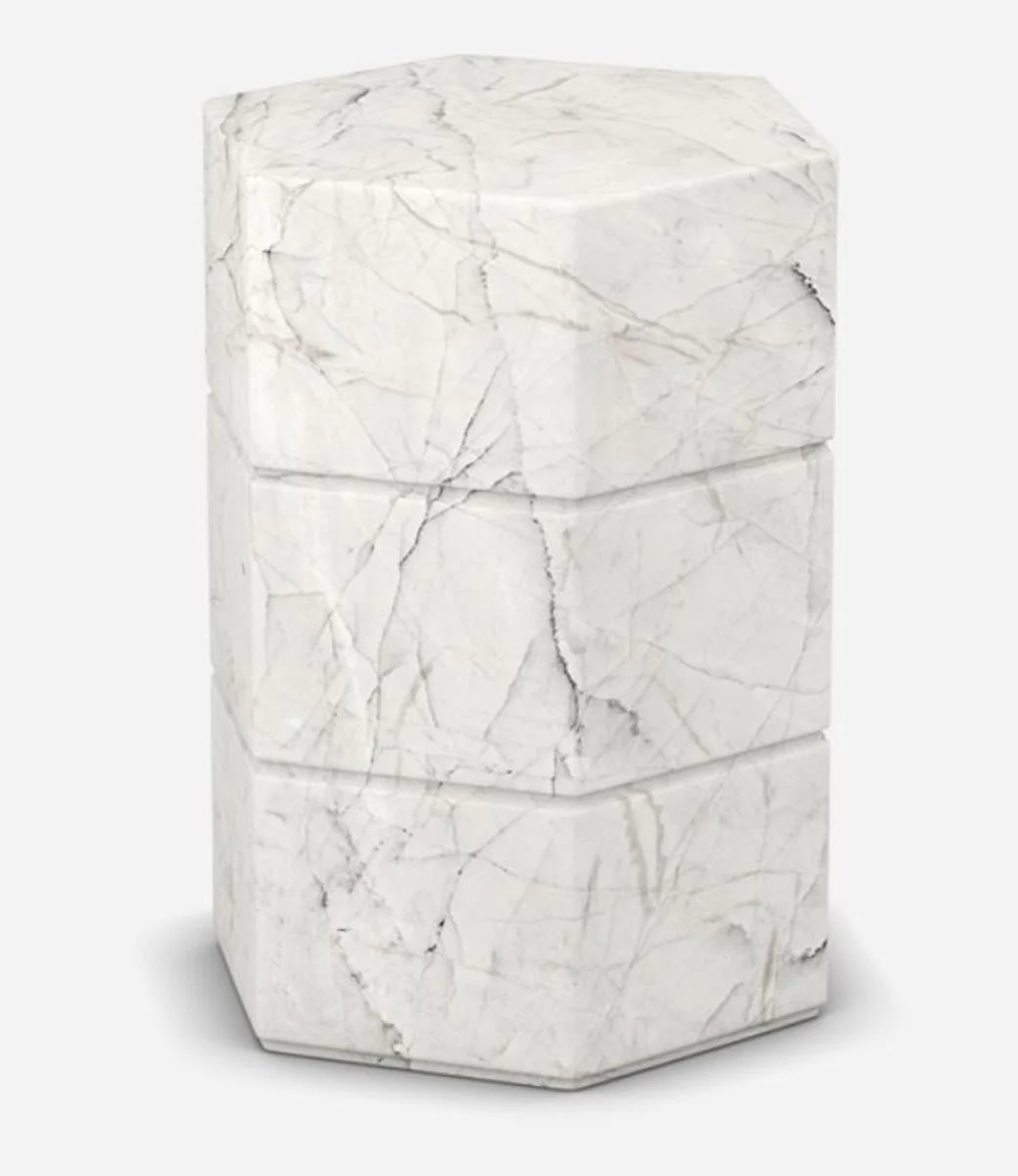 Luxury Carrara marble side table white 40 x 40 x H. 60 cm - Living room furniture - Marble furniture - Luxury quality