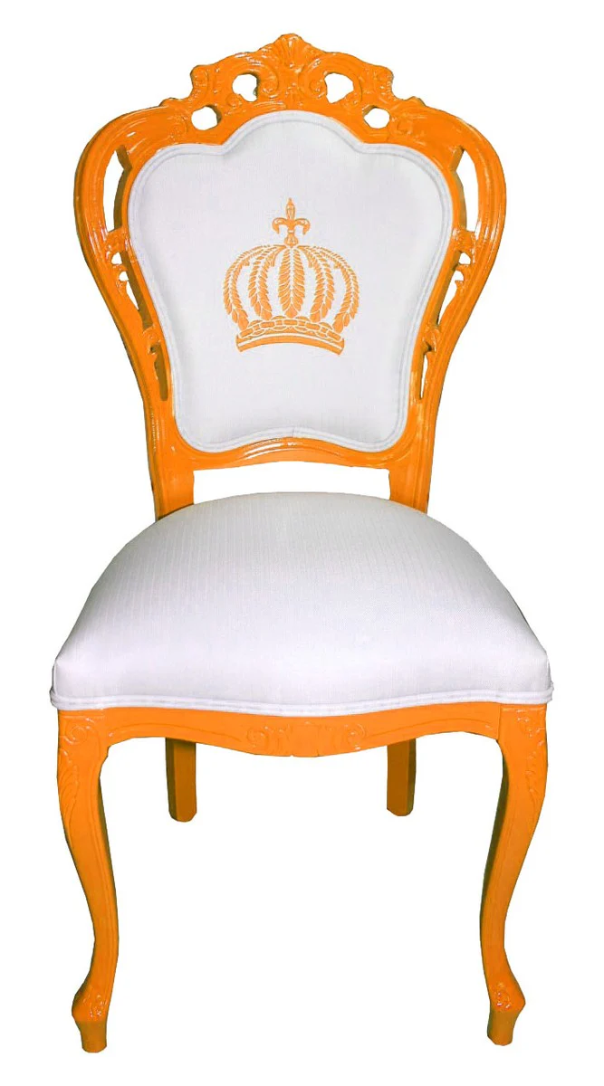 Pompöös by Luxury Baroque Dining Room Chair Orange / White - Pompöös Baroque Chair designed by Harald Glööckler