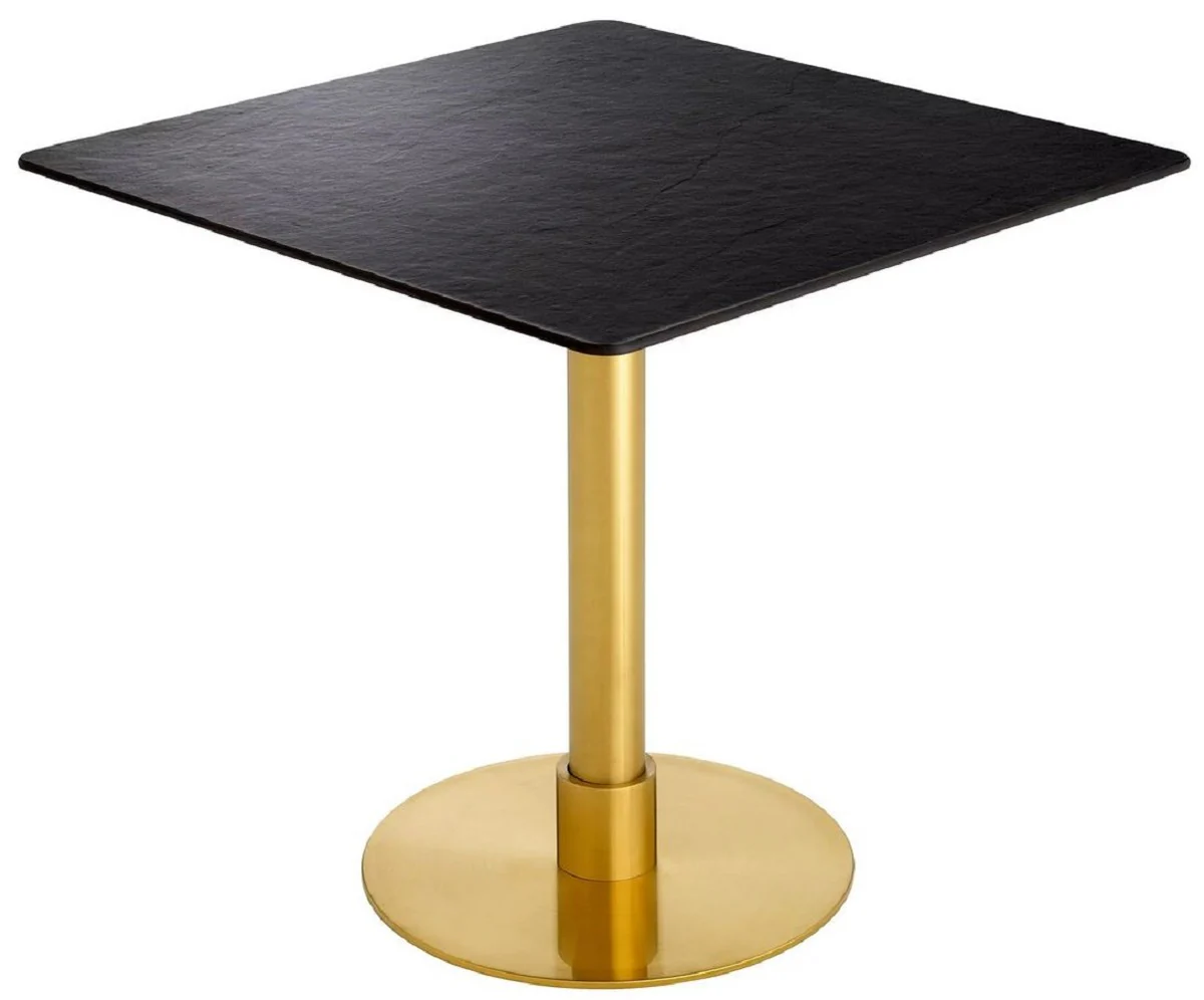 Luxury dining table black / brass 80 x 80 x H. 75 cm - Square stainless steel kitchen table with ceramic table top - Dining room furniture - Luxury furniture - Luxury furnishings