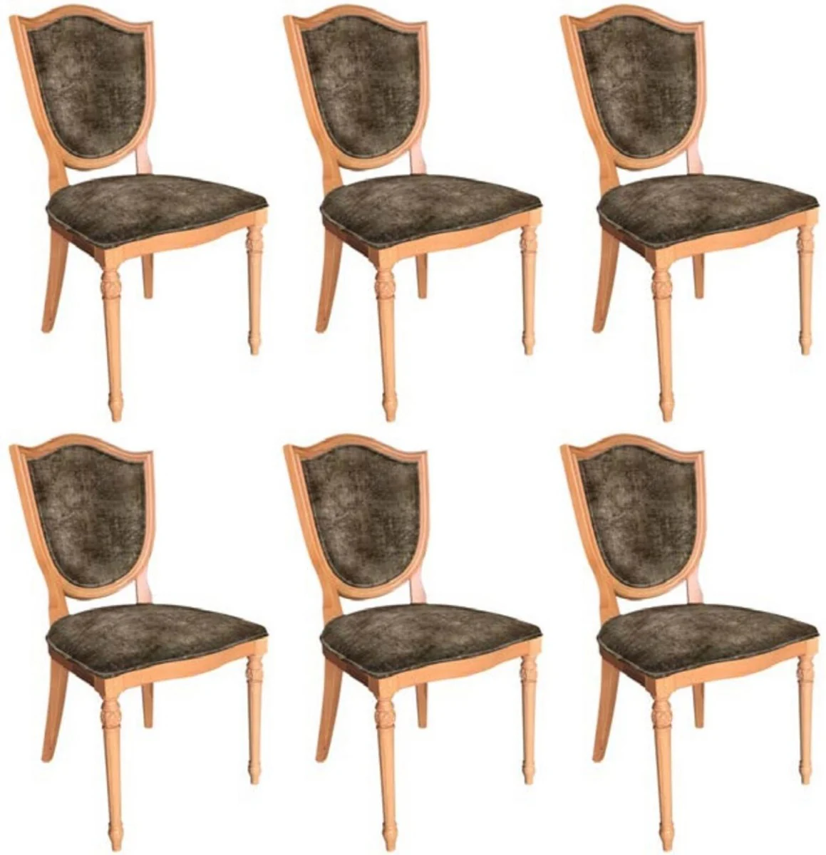 Art Deco Dining Room Chair Set Gray / Natural Colors - 6 Handmade Art Deco Kitchen Chairs - Art Deco Dining Room Furniture