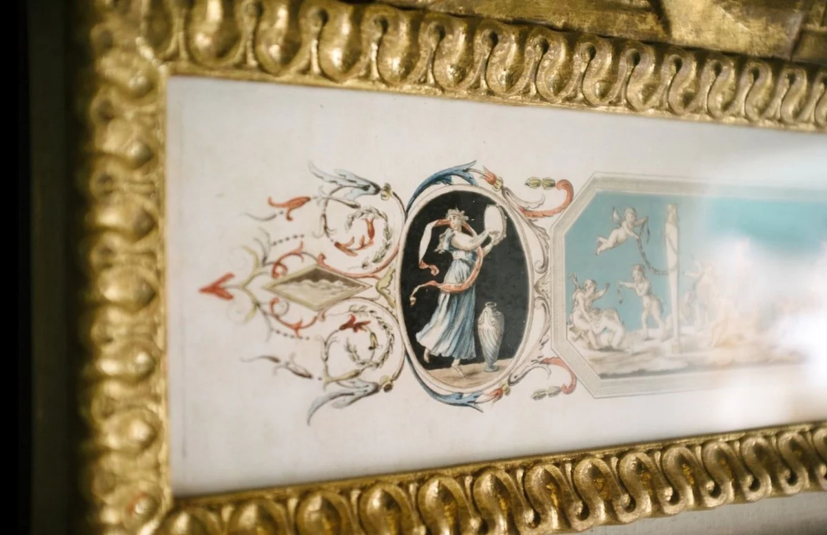 Wall mirror white / multicolored / antique gold 44.5 x H. 164 cm - Magnificent mirror in neoclassical style