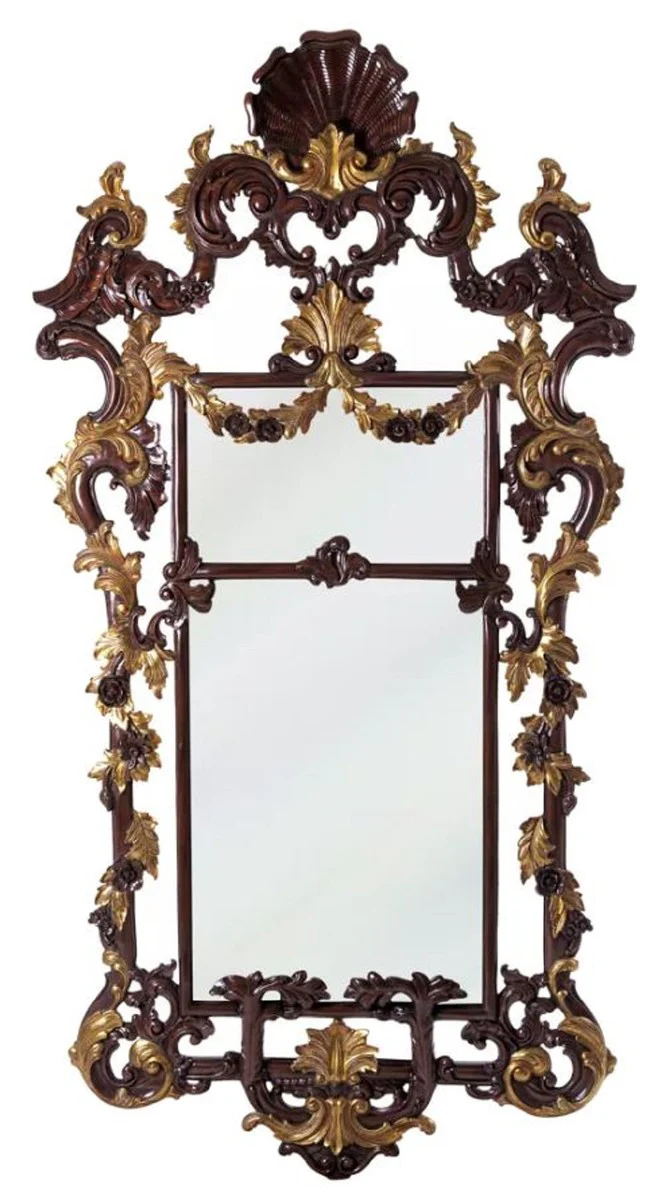Luxury Baroque Mahogany Mirror Dark Brown / Gold H. 210 cm - Baroque Furniture