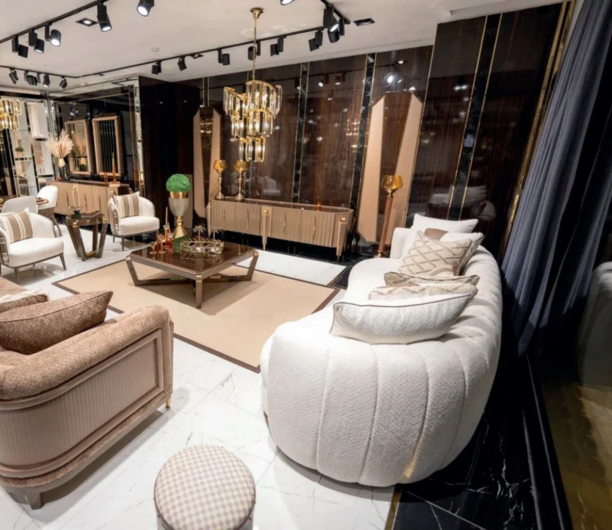Luxury Sofa White / Brown - Living Room Sofa - Hotel Sofa - Living Room Furniture - Hotel Furniture - Luxury Furniture