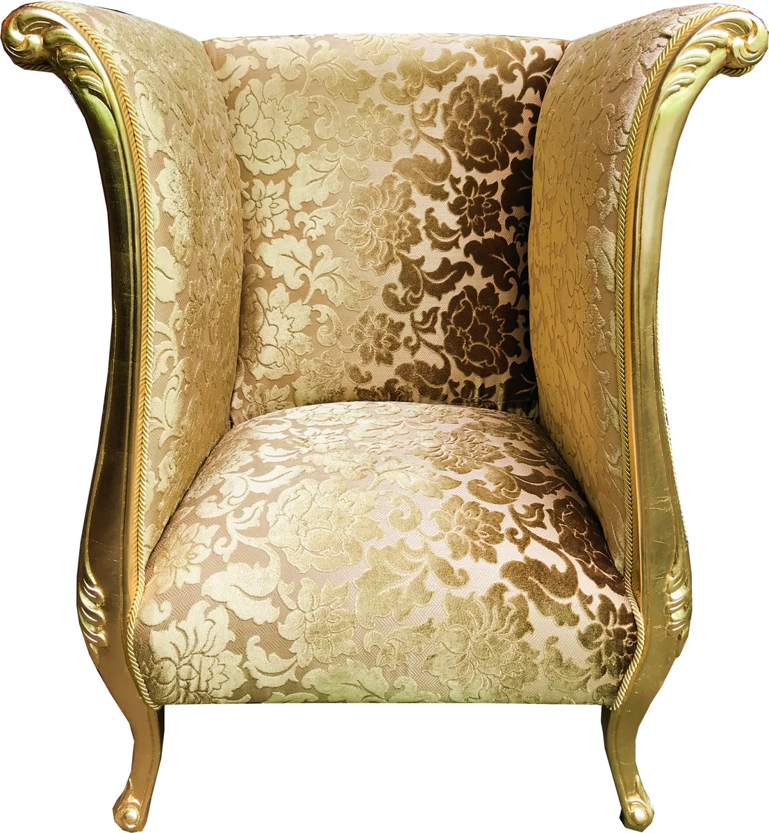 Extravagant Pompöös by luxury designer armchair by Harald Glööckler gold bouquet pattern / gold - Pompöös baroque armchair