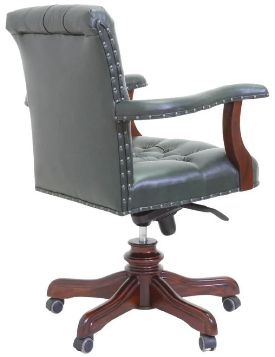 Luxury Chesterfield Genuine Leather Desk Chair Green / Brown - Chesterfield Office Furniture