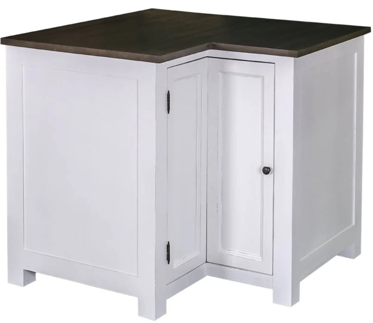 Country house style kitchen corner cabinet white / black 98 x 98 x H. 90 cm - country house style kitchen cabinet with door