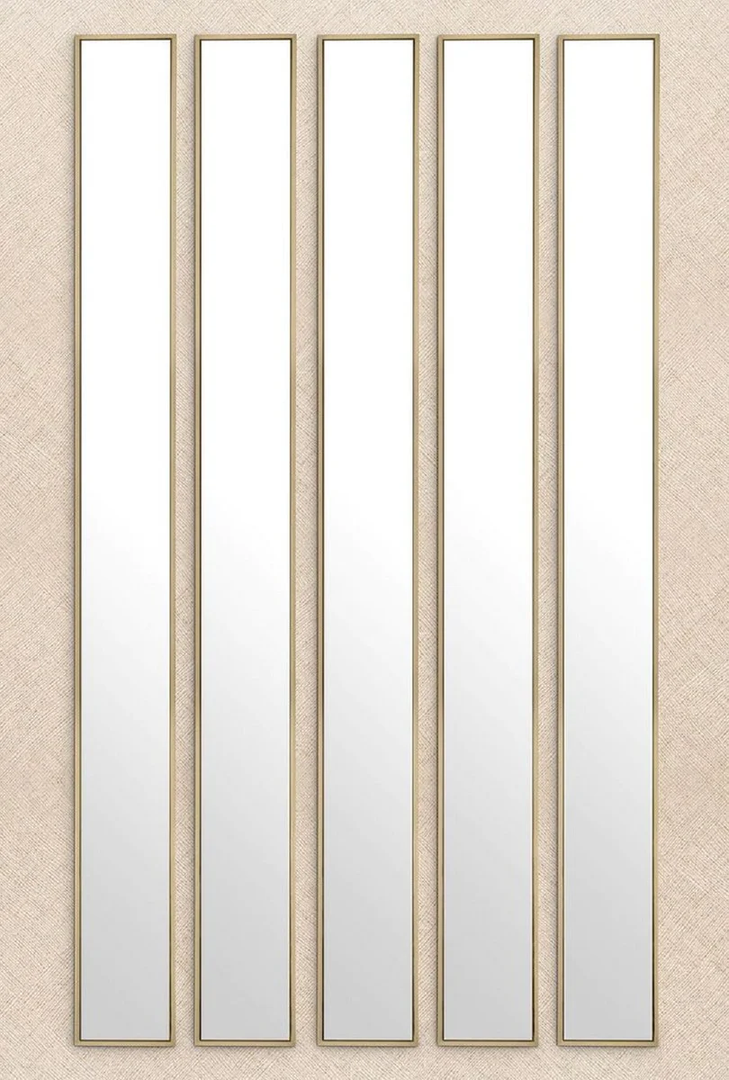 Luxury wall mirror brass 20 x 4 x H. 200 cm - narrow rectangular stainless steel mirror - living room mirror - bedroom mirror - cloakroom mirror - luxury furniture