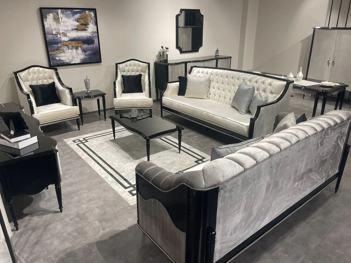 Luxury Baroque Living Room Sofa Gold / Black / Gray - Handmade Baroque Style Sofa - Luxury Living Room Furniture in Baroque Style - Baroque Furniture - Noble & Magnificent