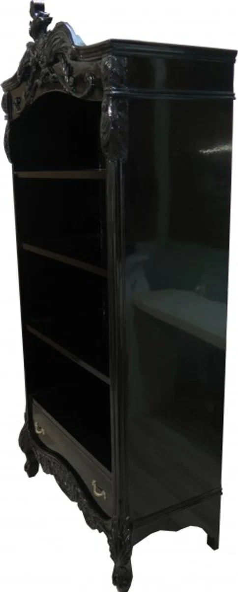 Baroque bookcase black / silver high gloss W 85 x H 190 cm bookcase shelf cabinet