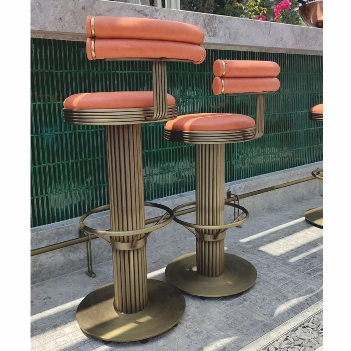 Luxury bar chair brass / orange H. 98 cm - Hotel & Bar Furniture