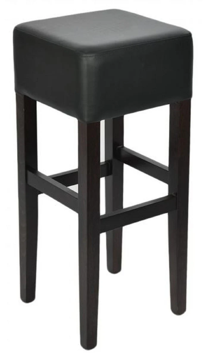 Country house style bar stool black H. 80 cm - padded solid wood bar chair