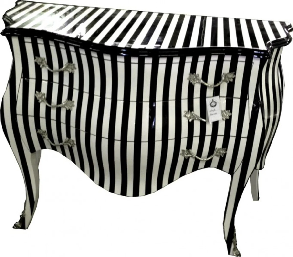 Baroque chest of drawers black/white stripes 120cm