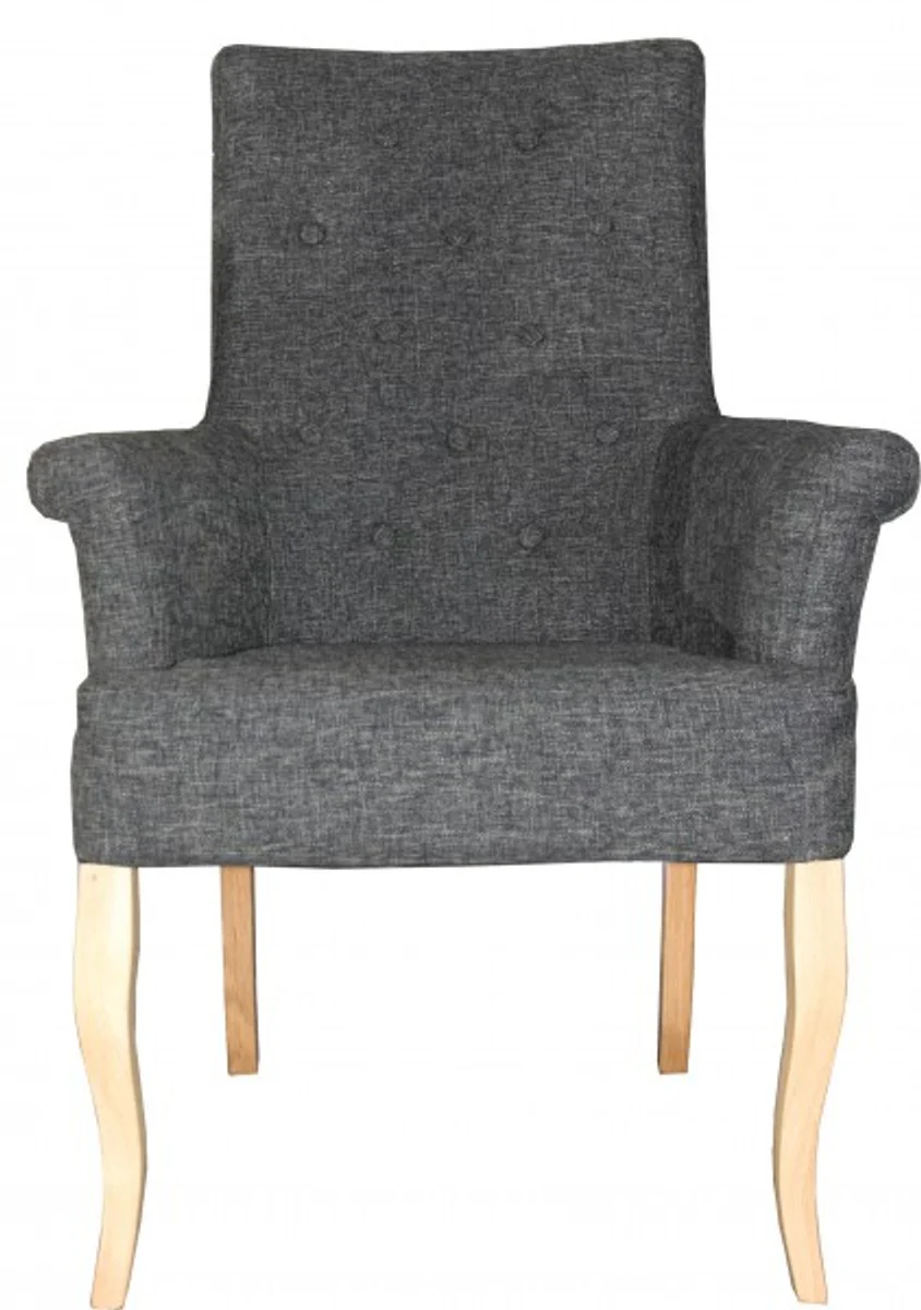 Luxury dining room chair gray with armrests - Baroque furniture