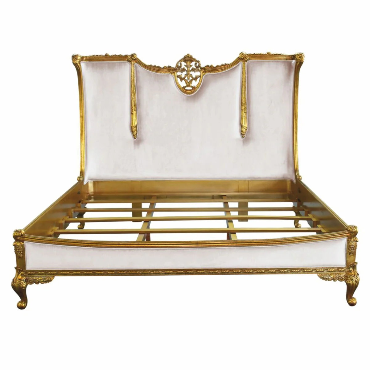 Luxury Baroque Double Bed White / Gold - Baroque style bedroom furniture