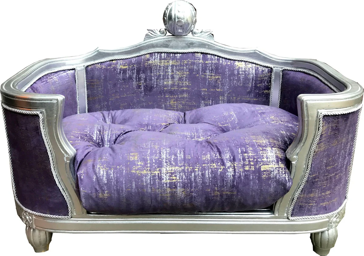 Pompöös by Luxury Baroque Dog & Cat Bed Deluxe Purple / Silver by Harald Glööckler