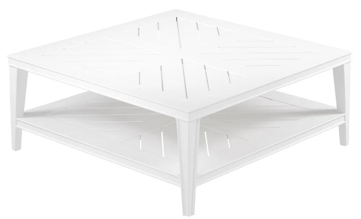 Luxury coffee table white 100 x 100 x H. 42 cm - square living room table made of high-quality, durable aluminum - garden table
