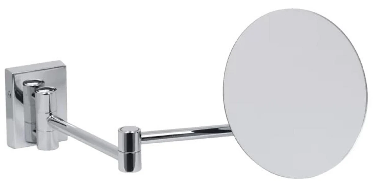 Luxury cosmetic mirror silver Ø 15 x 38 x H. 17 cm - Adjustable cosmetic wall mirror - Bathroom make-up mirror - Bathroom accessories - Luxury quality - Made in Italy