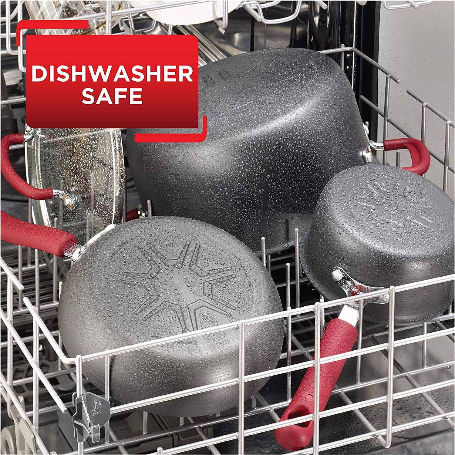 Ultimatives hartanodisiertes Antihaft-Kochgeschirr-Set, 12-teilige Töpfe und Pfannen, spülmaschinenfest, Rot