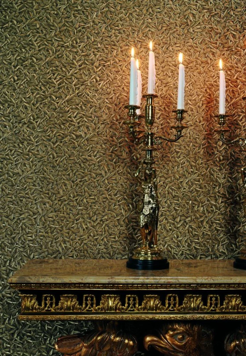 Harald Glööckler designer baroque non-woven wallpaper leaves gold metallic / black - magnificent baroque style wallpaper - baroque wallpapers - Harald Glööckler wallpapers