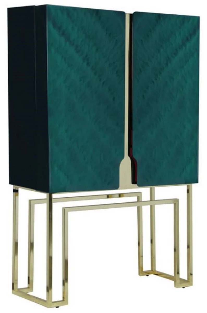 Luxury bar cabinet green / gold / red 110 x 44 x H. 167 cm - wine cabinet with 2 doors - living room furniture - bar furniture - hotel furniture - luxury collection