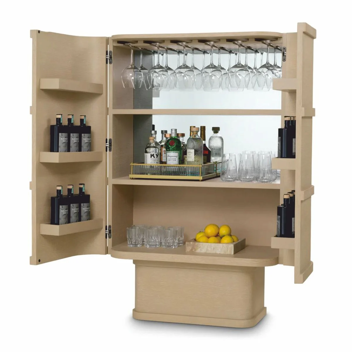 Luxus Barschrank / Weinschrank mit 2 Türen Beige H. 145,5 cm - Bar Möbel