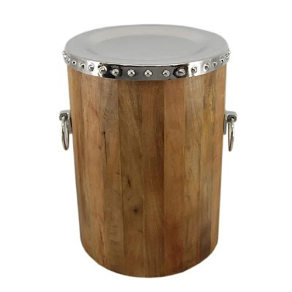 Vintage side table wood / aluminum 38 x H52 cm - Art Nouveau table Art Deco